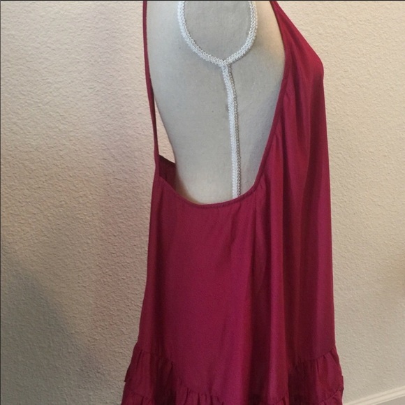 NEW•L•Zen Bohemian Boho Chic Soft Raspberry Ruffle Dress - Picture 5 of 14